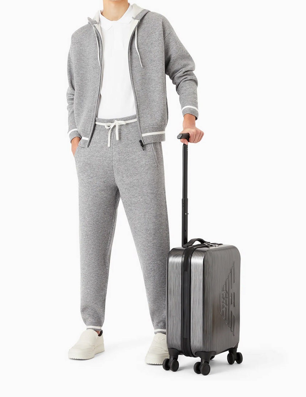 Trolley cabina in ABS con maxi aquila a rilievo Grigio
