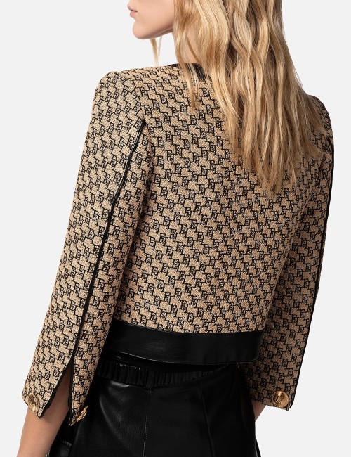 Giacca cropped in rafia jaquard