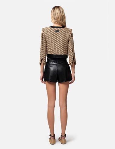 Giacca cropped in rafia jaquard