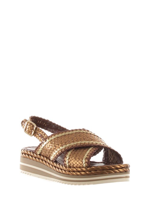 Sandalo Milan in pelle intrecciata bronzo