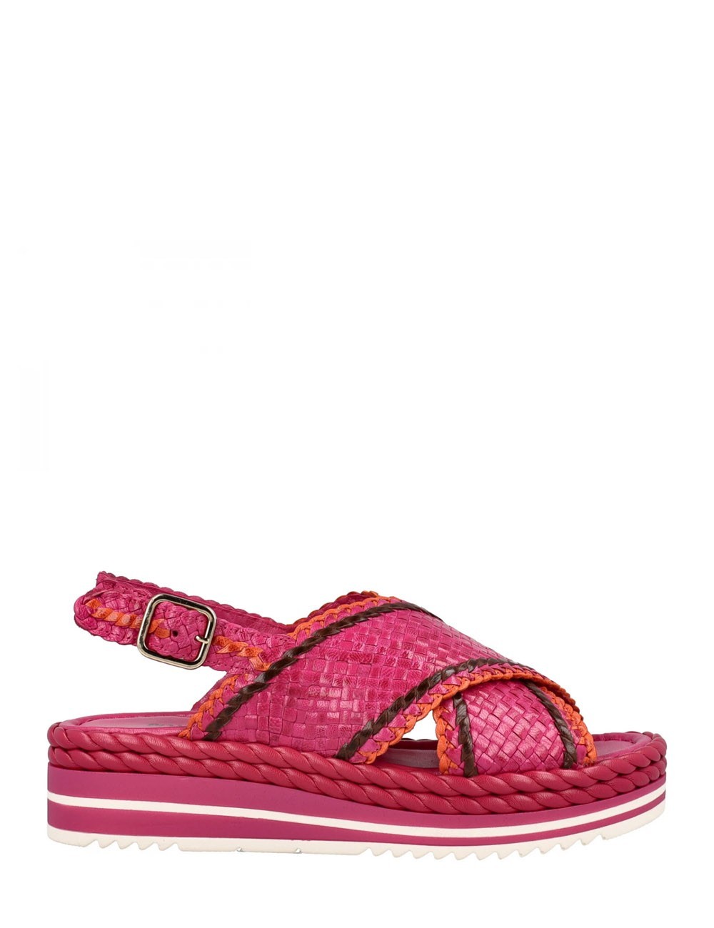 Sandalo Milan in pelle intrecciata fucsia