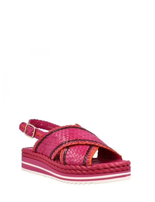 Sandalo Milan in pelle intrecciata fucsia