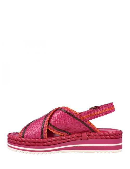 Sandalo Milan in pelle intrecciata fucsia