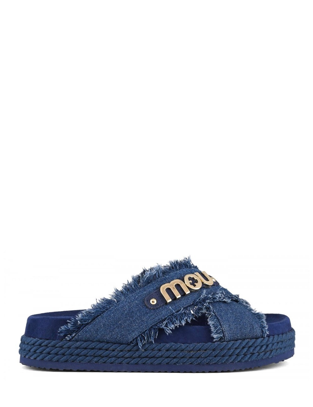 Criss-cross sandal denim