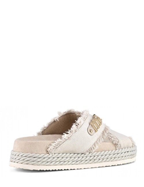Ciabatta Criss-cross rope recycled canvas beige