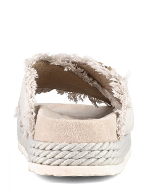 Ciabatta Criss-cross rope recycled canvas beige