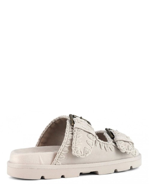 Low bio sandal two buckles chalk