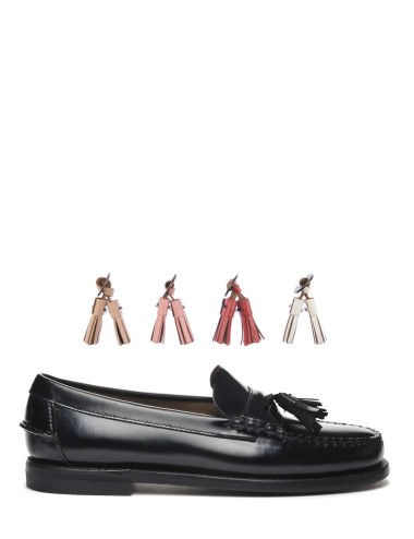 Mocassino con nappine multicolor nero