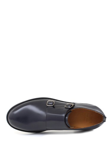 Mocassini Monkstrap in pelle blu chelsea