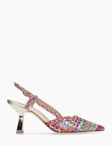Slingback con tacco intreccio multicolore