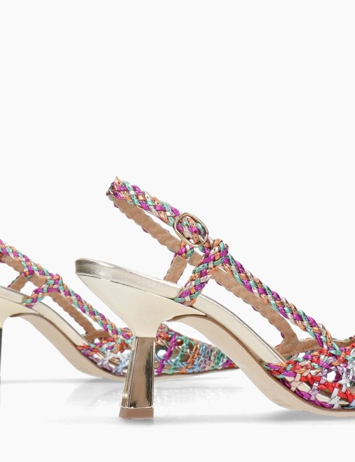 Slingback con tacco intreccio multicolore
