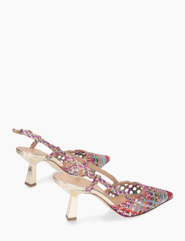 Slingback con tacco intreccio multicolore