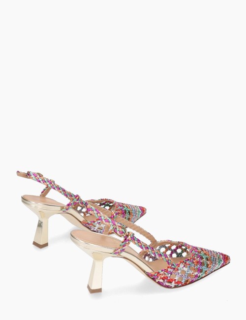 Slingback con tacco intreccio multicolore