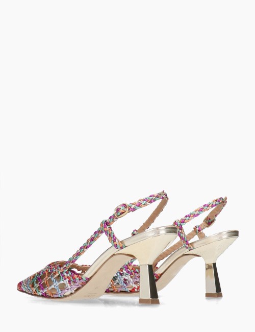 Slingback con tacco intreccio multicolore