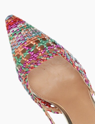 Slingback con tacco intreccio multicolore
