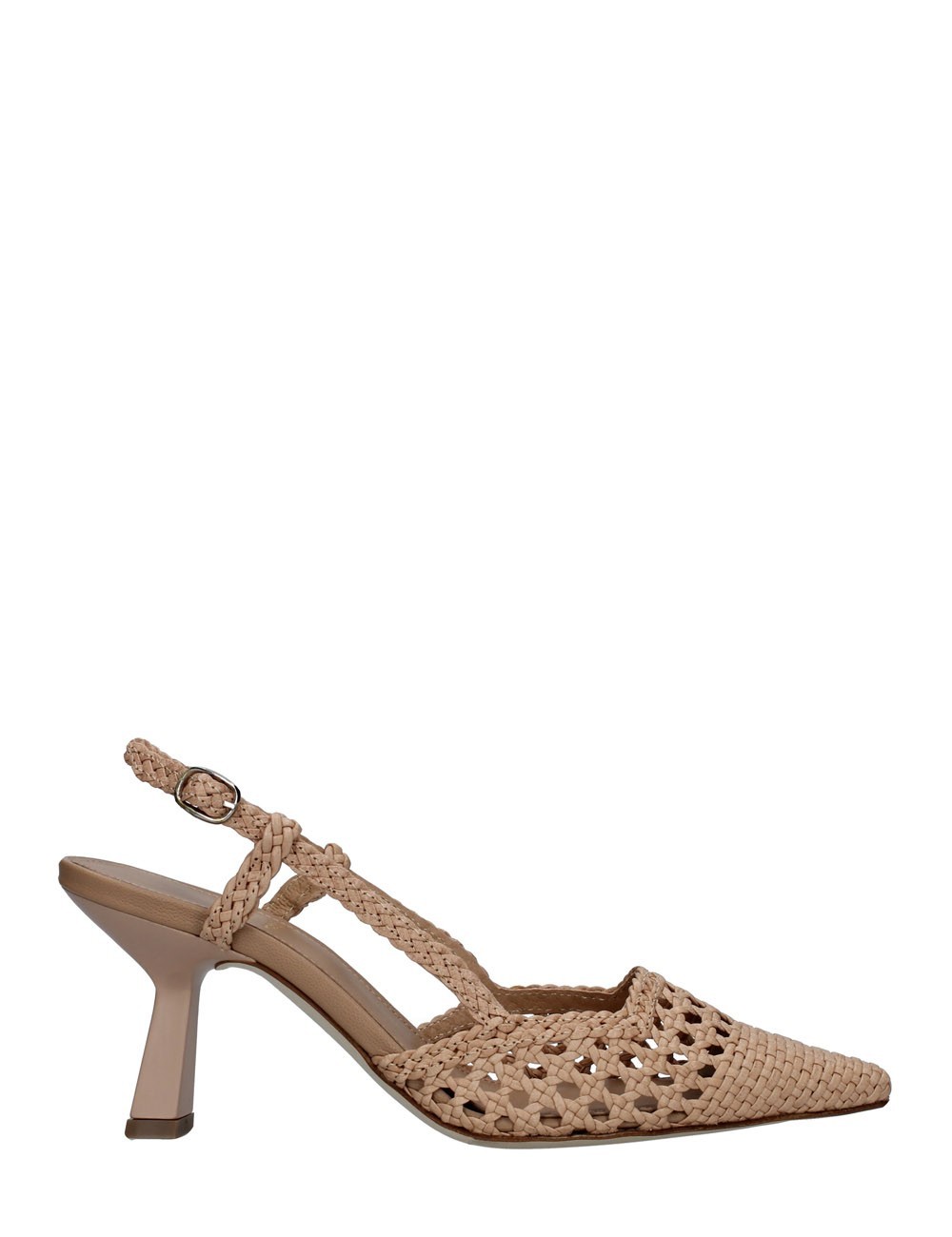 Slingback con tacco intreccio beige