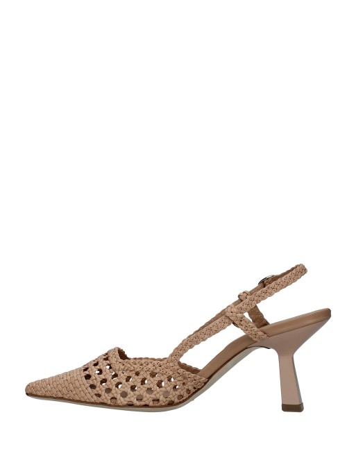 Slingback con tacco intreccio beige