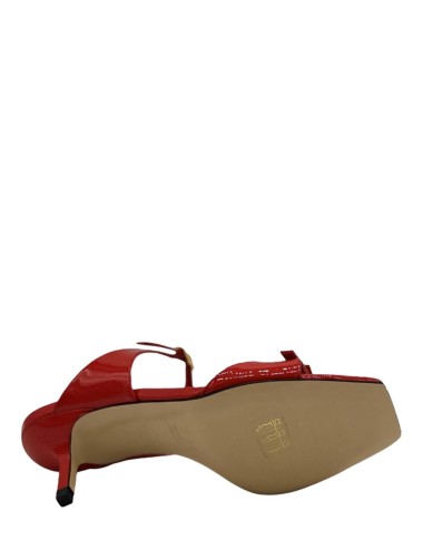 Sandalo alto pelle verniciata rosso
