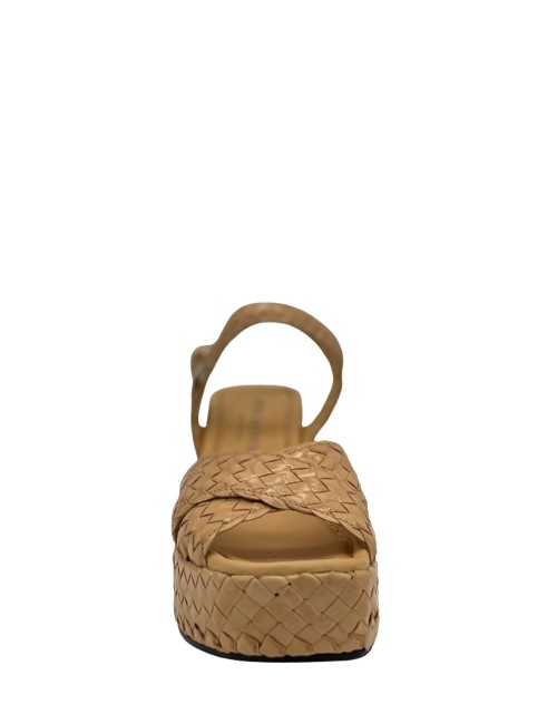 Zeppa Ankara in pelle intrecciata beige