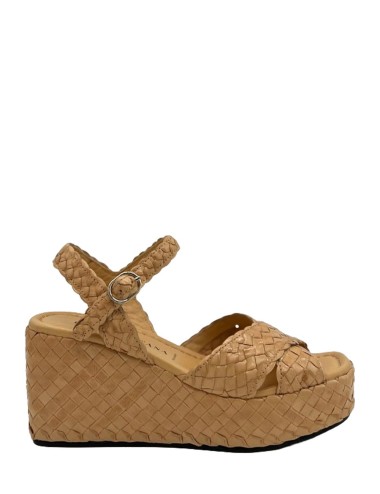 Zeppa Ankara in pelle intrecciata beige
