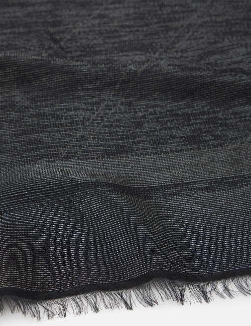 Lurex jacquard pashmina scarf with diagonal stripe pattern and logo