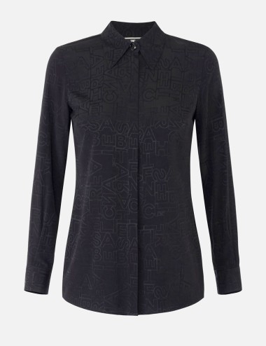Camicia in georgette jacquard lettering nera