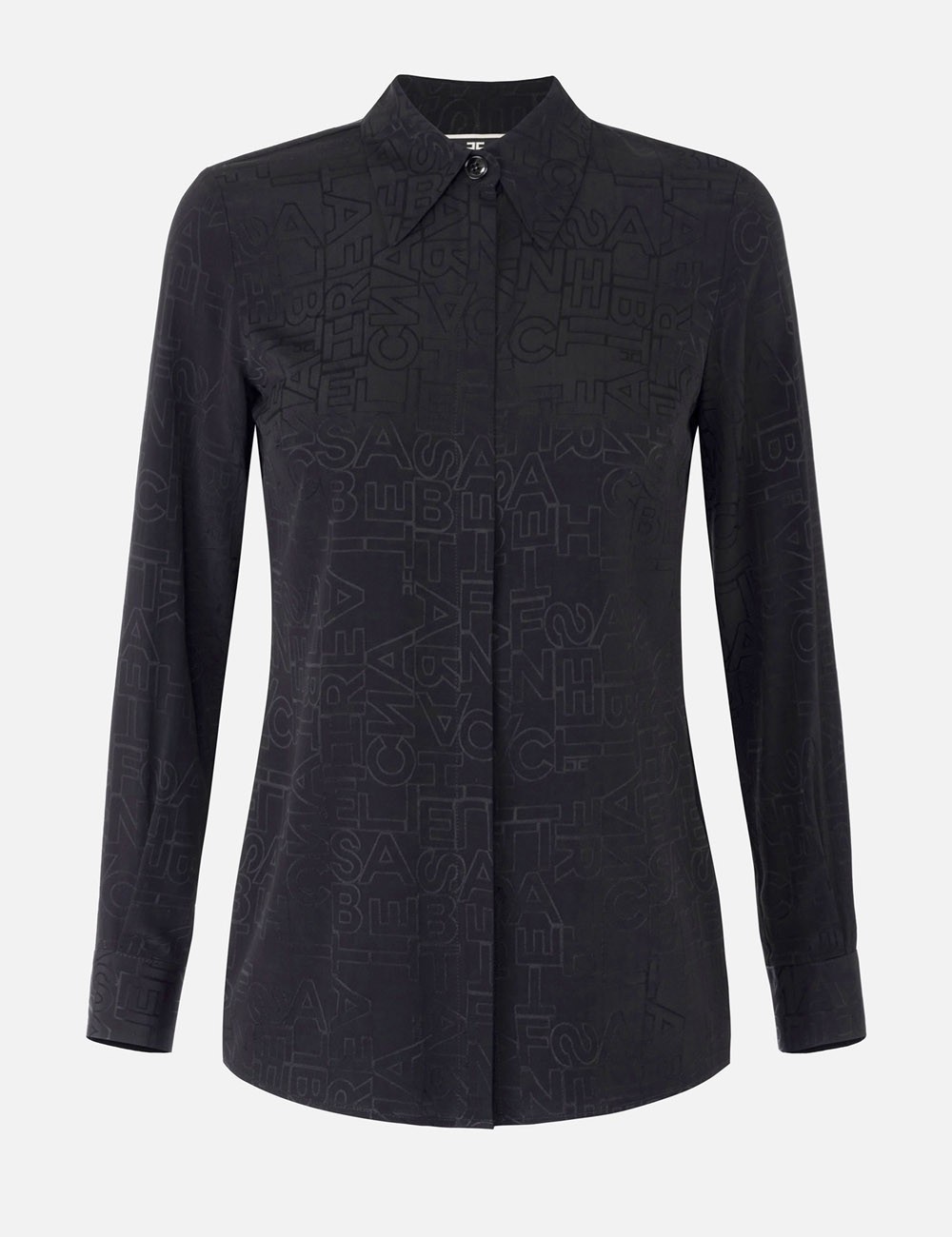 Blouse in jacquard georgette fabric with lettering black