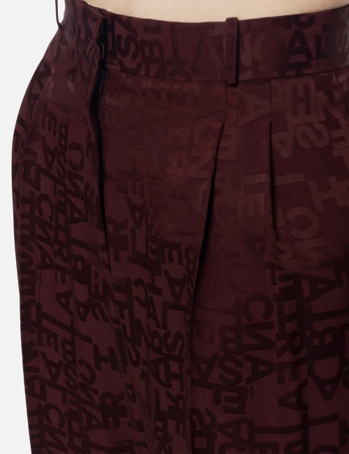 Pantalone dritto in crêpe jaquard lettering rouge noir