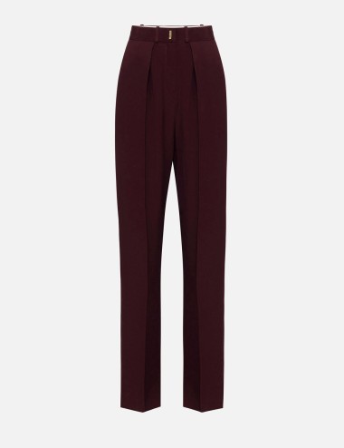 Pantalone dritto in crêpe satin con bande rouge noir