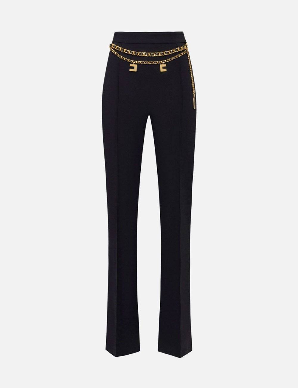 Pantalone a palazzo in crêpe stretch con cintura nero
