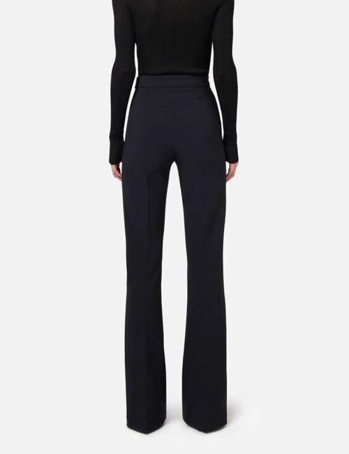 Pantalone a palazzo in crêpe stretch con cintura nero
