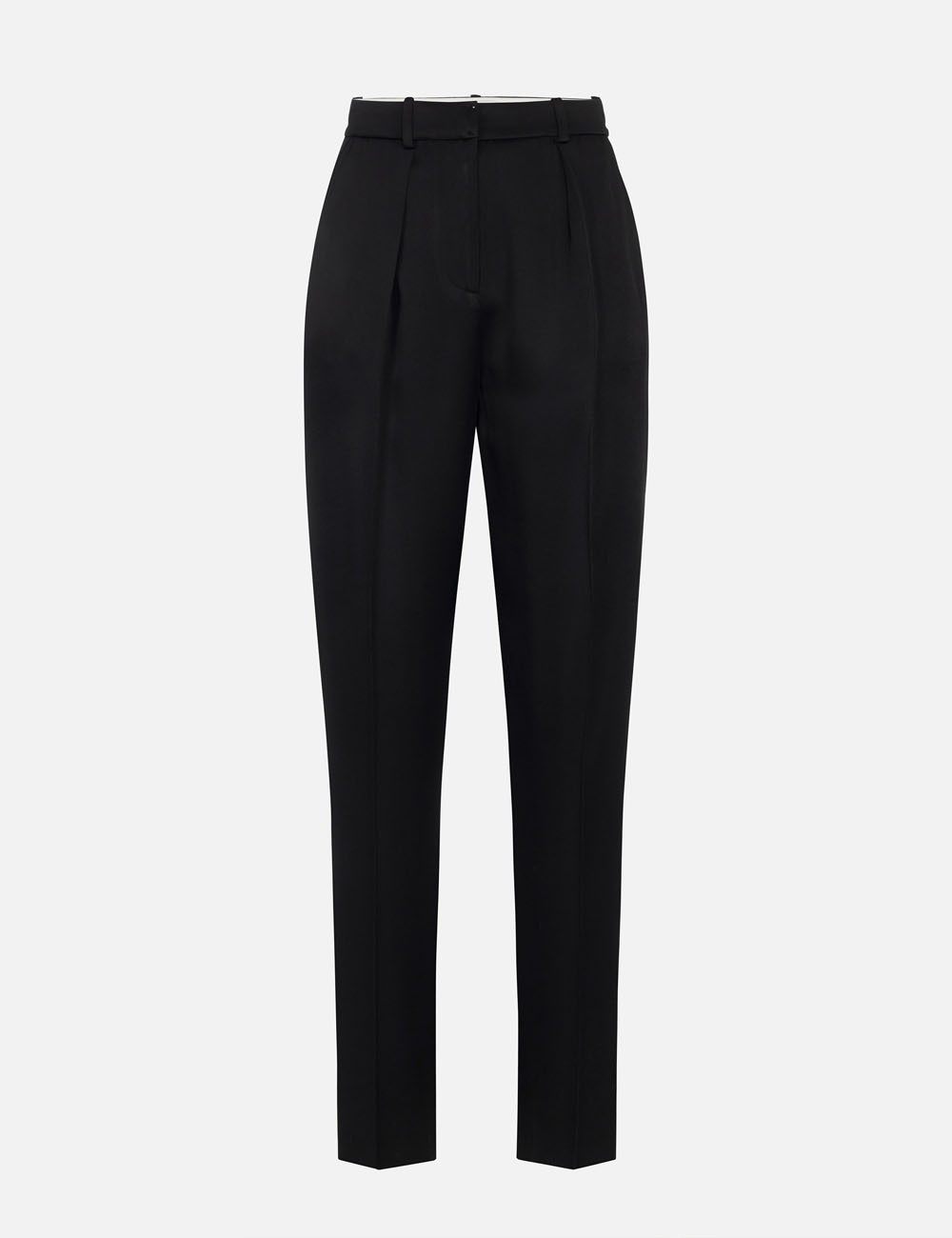 Pantalone dritto in satin con bande in raso nero