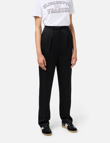 Straight enver satin trousers with satin bands black