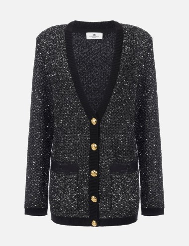Cardigan in lana con filo paillettes