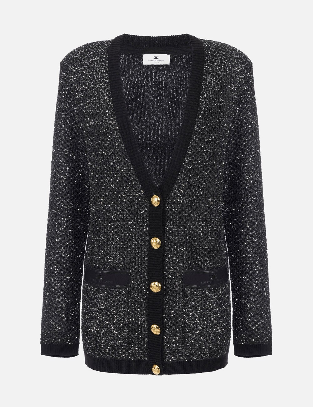 Cardigan in lana con filo paillettes