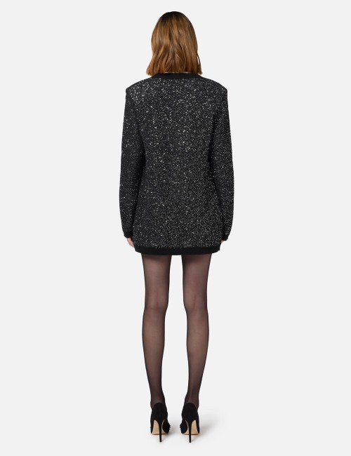 Cardigan in lana con filo paillettes