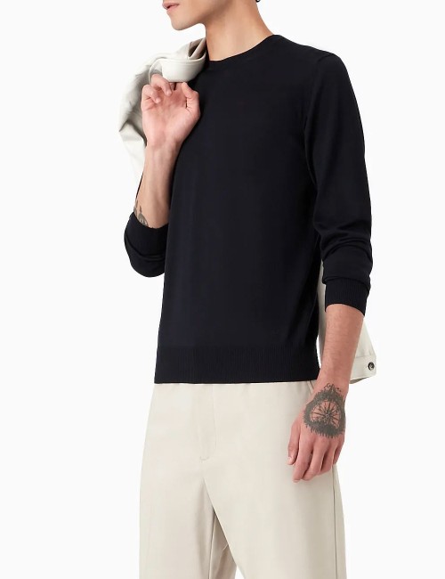 Maglione in pura lana vergine blu navy