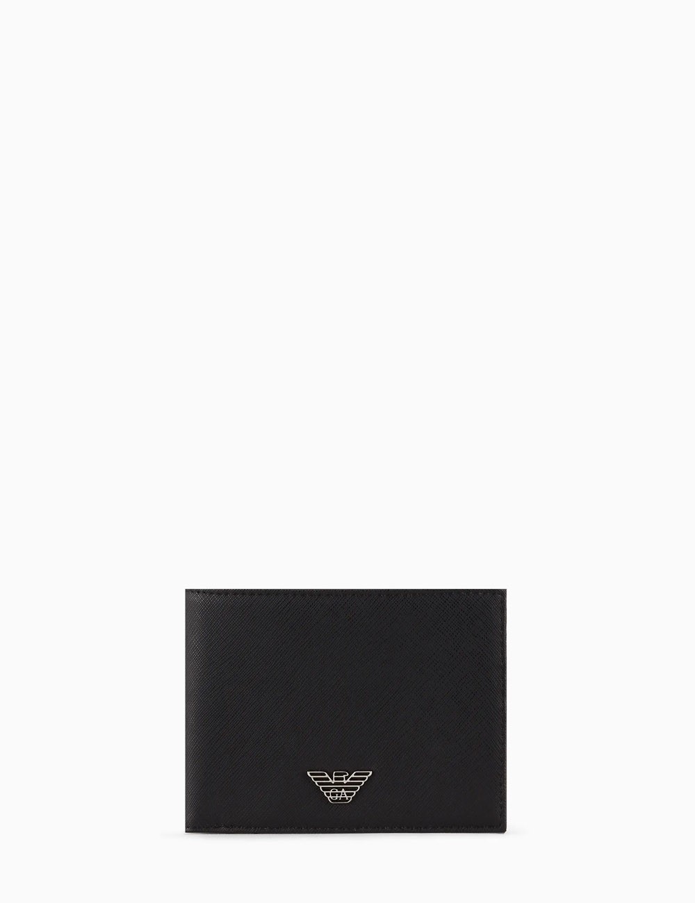 Portafoglio coin pocket in pelle rigenerata saffiano placchetta aquila ASV nero