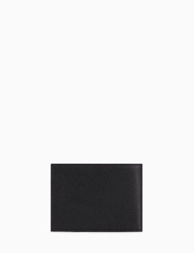 Portafoglio coin pocket in pelle rigenerata saffiano placchetta aquila ASV nero