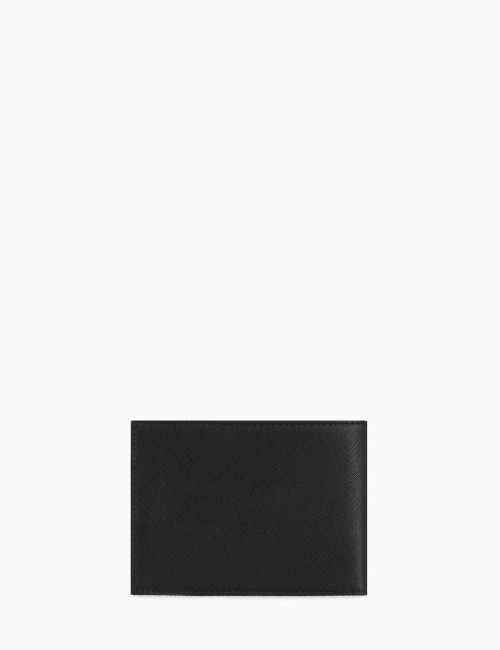 Portafoglio coin pocket in pelle rigenerata saffiano placchetta aquila ASV nero