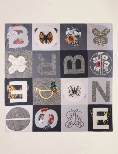 FOULARD DI SETA 90 X 90 BLACK/GREY