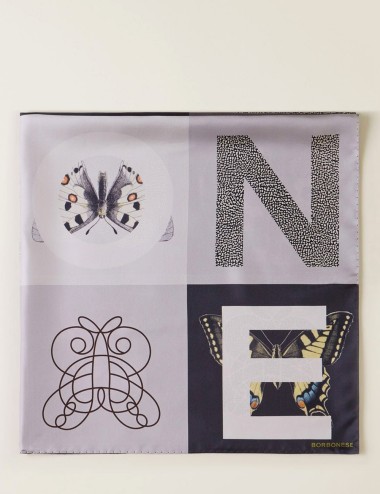 FOULARD DI SETA 90 X 90 BLACK/GREY