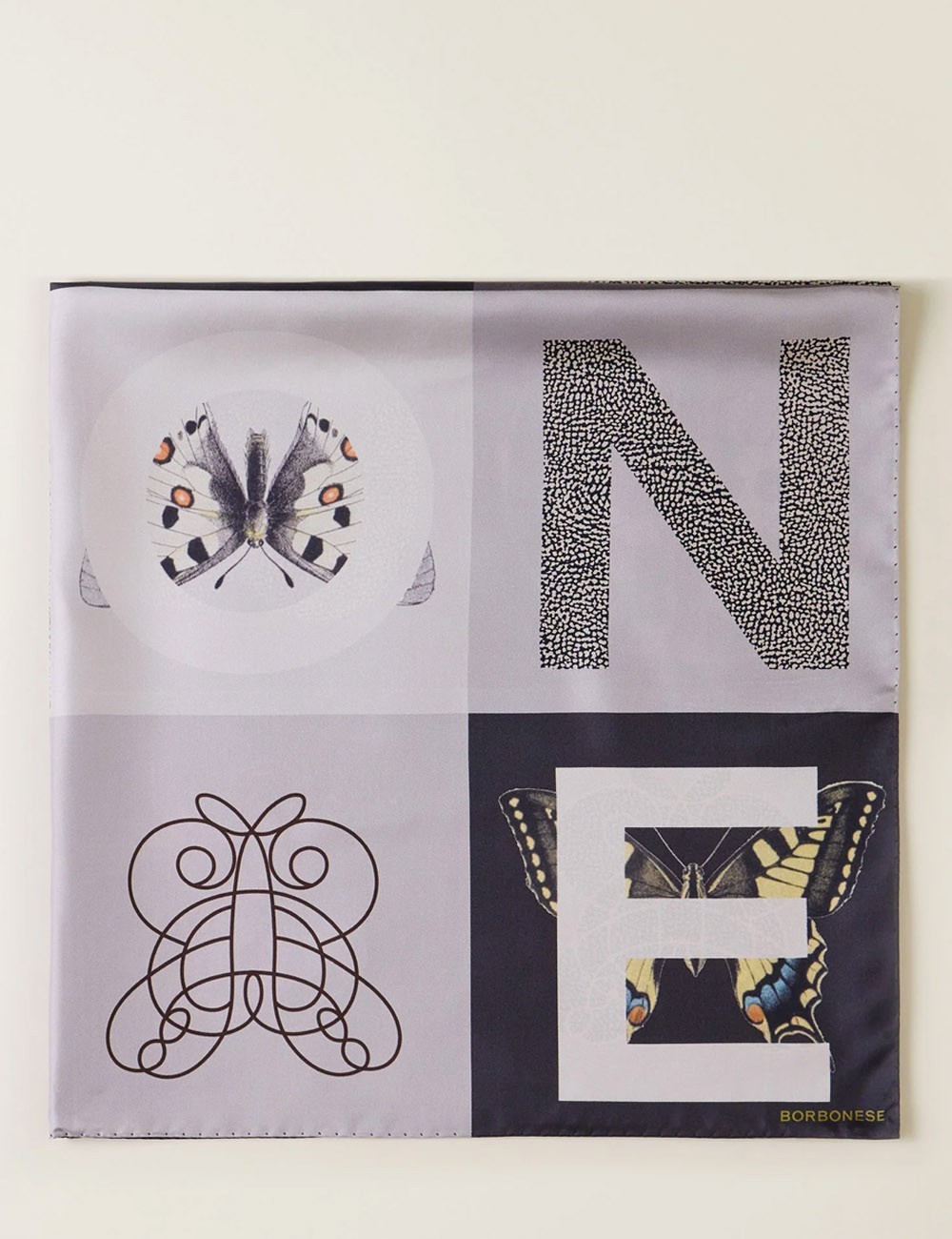 FOULARD DI SETA 90 X 90 BLACK/GREY