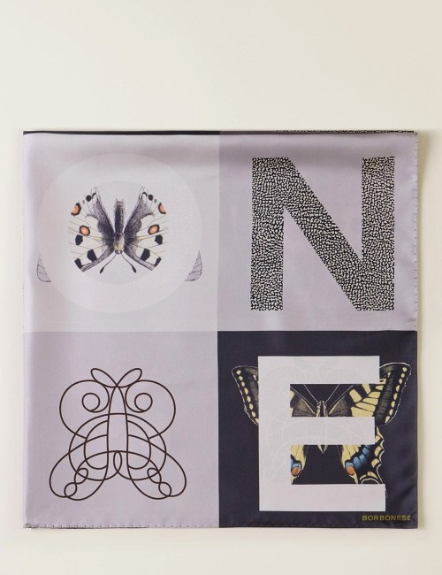 FOULARD DI SETA 90 X 90 BLACK/GREY