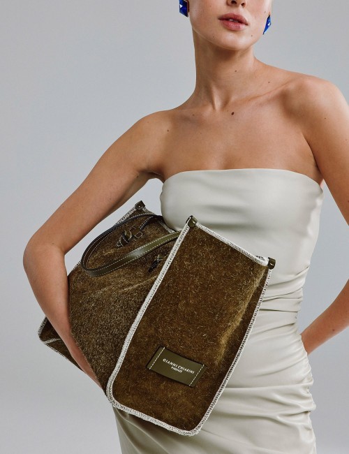 Shopping in pelle scamosciata MARCELLA cognac