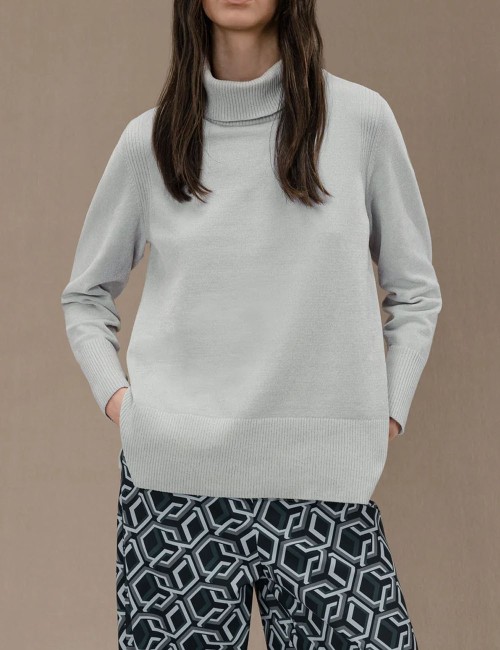 Dolcevita Velvet Vent Turtleneck Wom Knit nero