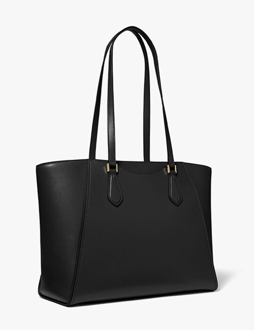 Taryn Large Signature Logo and Leather Tote Bag black