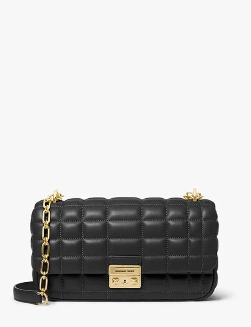 Tribeca Large Quilted Leather Shoulder Bag black