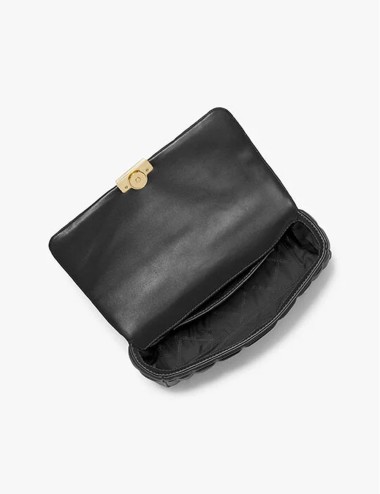 Borsa a tracolla Tribeca grande in pelle trapuntata nera