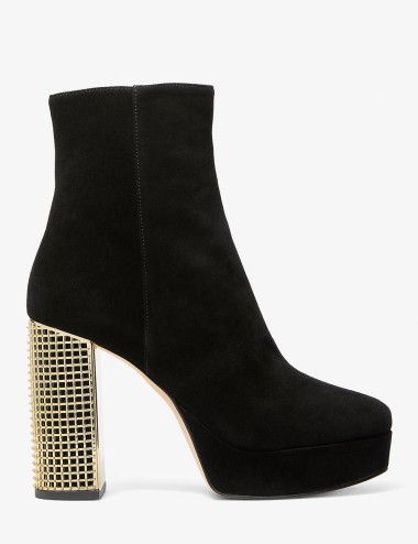 Stivale Maxine in pelle scamosciata con plateau nero